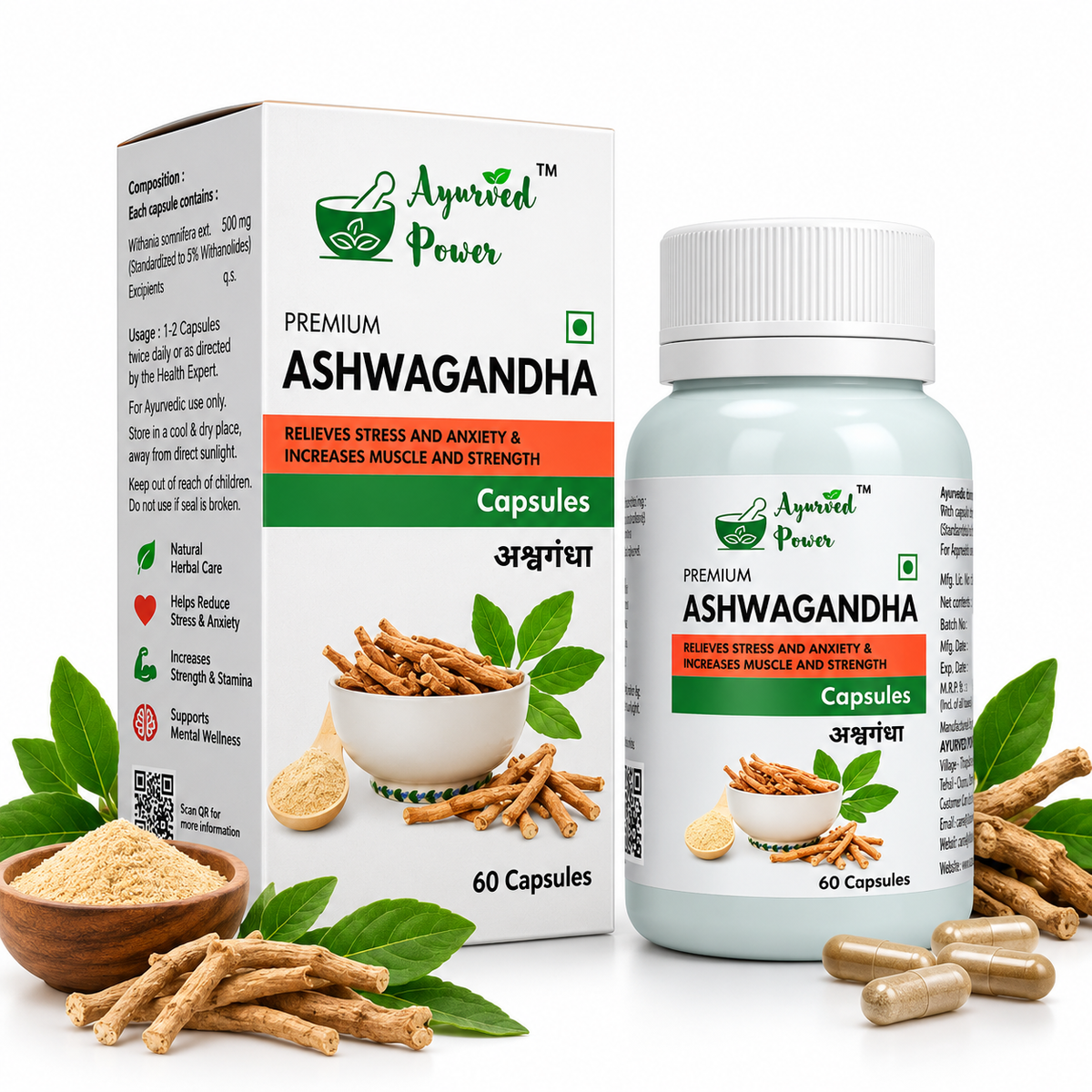 Ayurved Power Ashwagandha capsules for traditional Ayurvedic wellness
