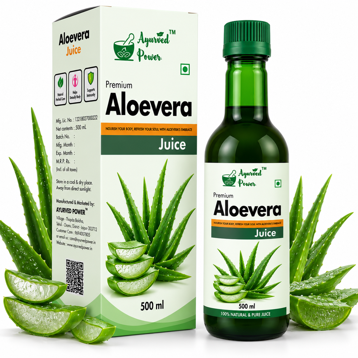 Aloe Vera Juice 500 ml by Ayurved Power