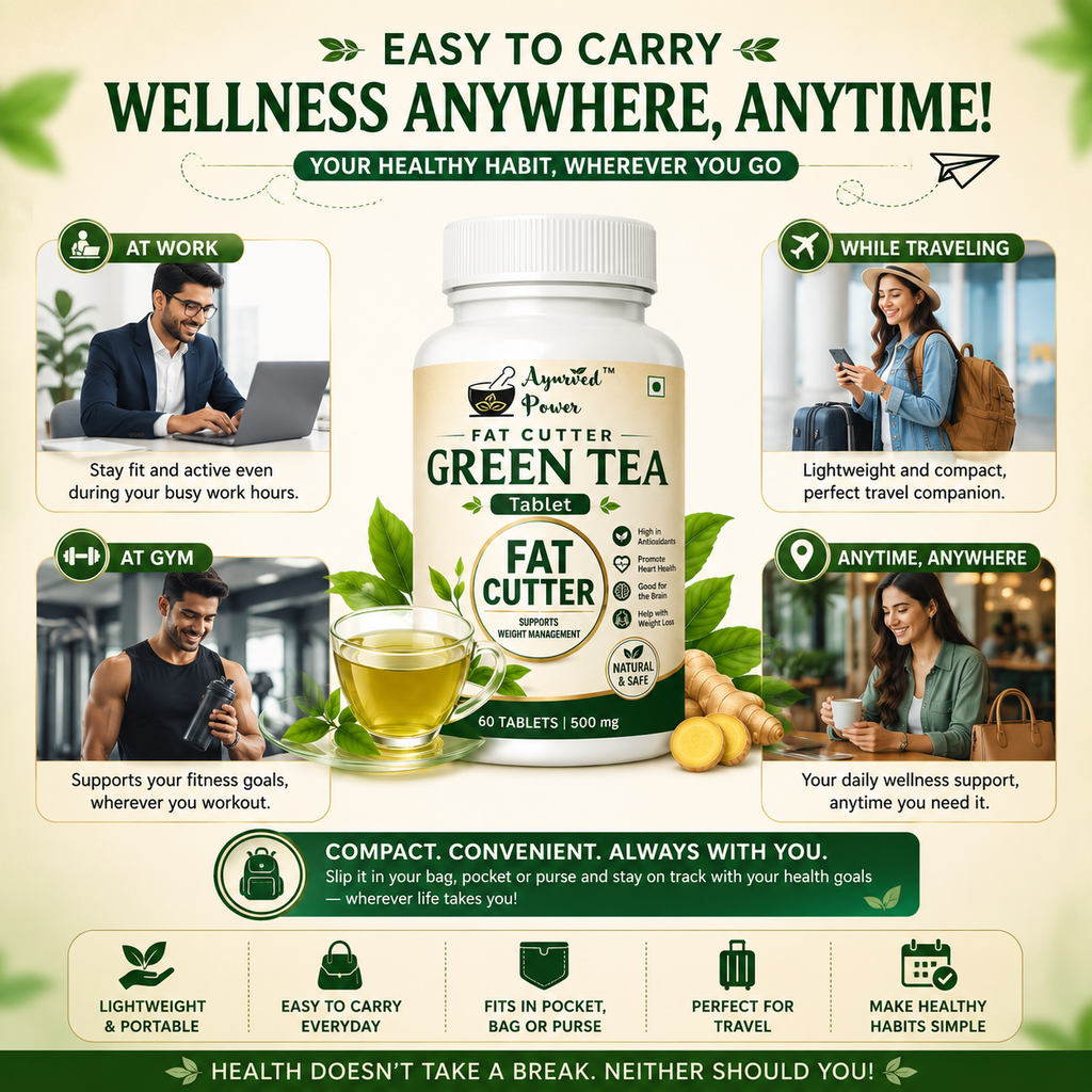 Fat Cutter Green Tea Wellness Tablet | Herbal Supplement with Green Tea Extract for Daily Wellness, Active Lifestyle & Routine Support