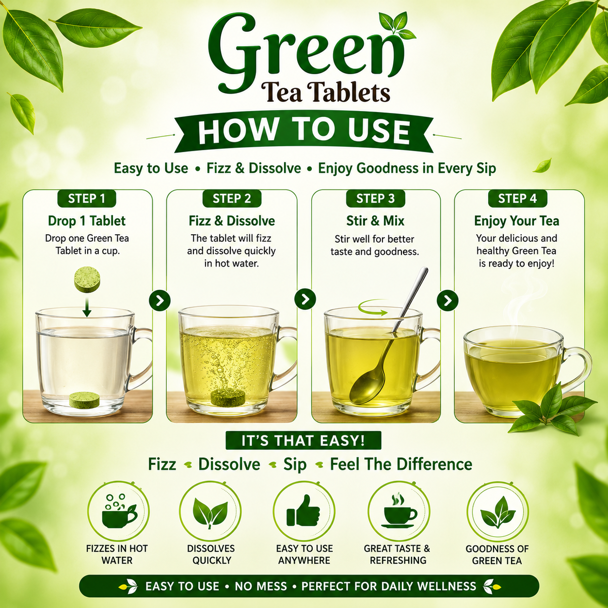 Green Tea Tablet for Weight Loss & Metabolism Boost