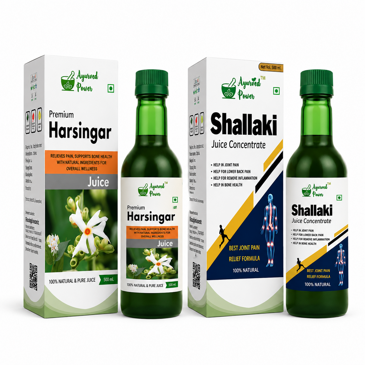 Ayurved Power Premium Harsingar Juice and Shallaki Juice Concentrate Combo
