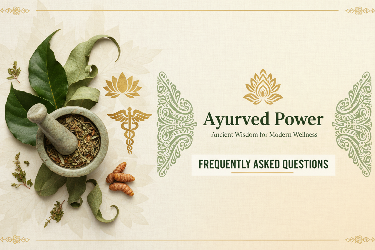 Frequently asked questions background dewo aayurved ke liye jisme right side me aayurved power 